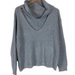 Forever 21  Oversized Cutout Sweater Womens M Gray Cowl V-Neck Ribbed Knit Y2K Photo 0