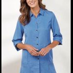 Soft Surroundings Tencel Island Breeze Button Down Shirt Tunic Size Large Photo 0