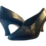 via spiga Heels Vintage Black Leather Elongated Square Toe Pump Womens Size 11AA Photo 0