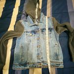 Aeropostale  Blue Denim Hoodie Jacket with Grey Sleeves Photo 4