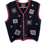 Woolrich Vintage Wool Button Front V-Neck Winter Themed Sweater Vest Size XL Photo 0