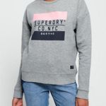 Superdry Gray Logo Sweatshirt Women’s Size 8 Crewneck Pullover VGUC Photo 0