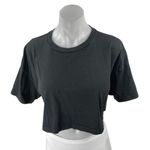 Aritzia TNA Women's Black Knit Short Sleeve Crew Neck Crop Tee T-Shirt Top Sz L Photo 0