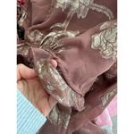 ASOS  DESIGN tiered ruffle floral jaquard mini dress ruffle cutout skirt metallic Photo 10