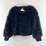 Anthropologie Daily Practice  Fluffy Crewneck Sweatshirt Black Medium Photo 2