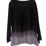 Luna Lux Women’s Size XL Black Ombré Gray Oversized Linen Long Sleeve Top Photo 0