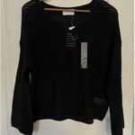 Old Navy Perforated Sweater Black Flare Sleeves Size Medium NWT $35 Photo 0