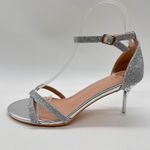 Allegra K  Ankle Strap Heels Womens 7 Silver Glitter Criss Cross Stiletto Party‎ Photo 1