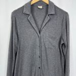 Soma  Long-Sleeve Notch Collar Pajama Top Charcoal Gray Size M Photo 4