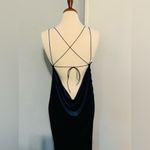 ZARA  Bloggers Fav Backless Navy Blue Velvet Lingerie-Style Open Leg Dress Size M Photo 13
