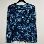 Ann Taylor  Black Floral Feminine Tie Waist Longsleeve Lightweight Shirt Medium Photo 0