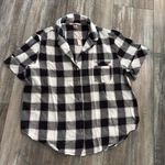 Victoria's Secret Victoria’s Secret Short Sleeve Black & White Plaid Pajama Shirt Medium NEW Photo 0