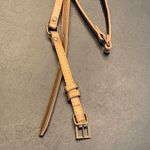 Women's Vinyl Brass Joints Square Metal Buckle Belt Beige Cream Size 34 Photo 2