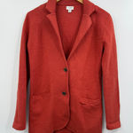 J.Crew  Orange  Textured Knit Blazer Cardigan Jacket XS Button Front Pockets Photo 0