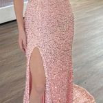one shoulder pink sequin prom dress Size 2 Photo 1