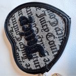 Juicy Couture Black Grey Faux Leather Signature Print Heart Shaped Wristlet Bag Photo 6