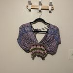 Free People Free‎ People Purple Next Vacation Smocked Cropped Boho Top Size XS Photo 2