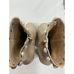 Bamboo Womans  Namaste Ankle Boots Size 7 Beige Side Zip Heel Pearl Accent Lined Photo 5