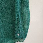 CAbi  Floral Long Sleeve V-Neck Sheer Work Blouse Green Career Wear Size Medium Photo 6
