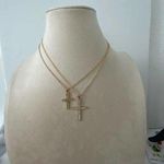 Boutique Delicate gold tone Rhinestone cross necklace set Photo 0