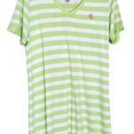 Ralph Lauren Lauren  Sleep Shirt XL Green White Striped V Neck Short Sleeve Photo 0