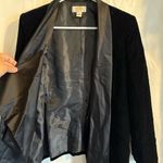 Chico's Talbots Tuxedo Black Blazer Sz 10P Velvet/Satin Shawl Collared Faux Camisole Photo 3