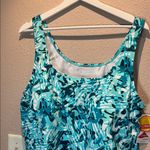 New L.L. Bean Women’s Tankini Top 20W Plus Size Aqua Blue NWT Photo 2