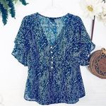 Forever 21 Polka Dot Sheer Blue Blouse Photo 0