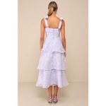 Lulus NWT  Glamorous Sweetie Lavender Burnout Tie-Strap Bustier Midi Dress Sz XS Photo 2