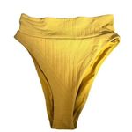 Aerie XO Ribbed Banded High Cut Cheeky Bikini Bottom XS Women’s Bright Mustard Photo 0