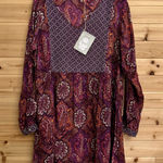 NWT World Market Size L/XL Bohemian V Neck Paisley Mixed Pattern Dress Red Size L Photo 0