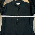 Coldwater Creek  Black Linen 3/4 Sleeve Button Up Blouse Large Photo 8