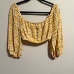Capulet Jodi Yellow Plaid Puff Sleeve Crop Top Long Sleeve Revolve- Size Medium Photo 2