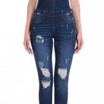 Skinny denim overalls distressed ripped jeans Blue Size L Photo 0