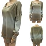 Venus  French Terry Boat Neck Distressed Ombre Studded Sweatshirt Womens Medium Photo 1