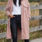 Pilcro  Corduroy Shacket Duster Oversized Button Up Long Sleeve Mauve Size L Photo 0