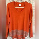 CAbi  orange and gray buttery soft hangout tee with high-low hemline size small Photo 4