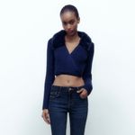 ZARA NWT FAUX FUR LAPEL COLLAR KNIT CARDIGAN Photo 13