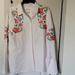 FOR THE REPUBLIC  100% Cotton White Shirt with Floral Embroidery Size L Photo 1
