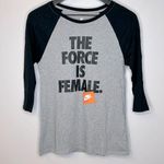 Nike  The Force Is Female Grey and Black Shirt Size S Photo 0