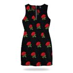 Forever 21 Black and Red Rose Lace Y2K Midi Dress V-Neck Sexy Gothic Large Sleeveless Sexy Photo 1