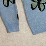 Debut  - Blue Jacquard Butterfly Crew Neck Cropped Sweater - Medium Photo 5