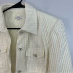 Cache  Ivory Metallic Rhinestone Button Fringe/Tweed Jacket Size 10 Photo 3