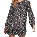 Free People NEW These Dreams Black Floral mini Long Sleeve Dress Size Small Photo 3