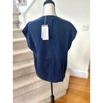 Dear John NWT  Kristen Navy Loose Boxy Fit Short Sleeve V-Neck Blouse Photo 2