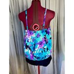Le cove one piece swimsuit Vintage floral tankini look blue purple white Size 12 Photo 2