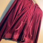 New York & Company Red Velvet Velour Hoodie Sweatshirt Silk Top SZ M Designer Size M Photo 2