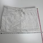 Old Navy Y2K Vintage Low Rise White Mini Skirt Size 10 Lace Up Waist W/ Zipper Photo 4