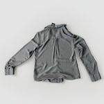 Guess NWT  Women’s Button Up Blouse Tuxedo Grey Beaded Sheer Sz Small‎ Office Photo 3