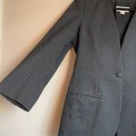 Liz Claiborne  Vtg Women 100 %  Wool Blazer Jacket Shoulder Pads Gray One Button Photo 1